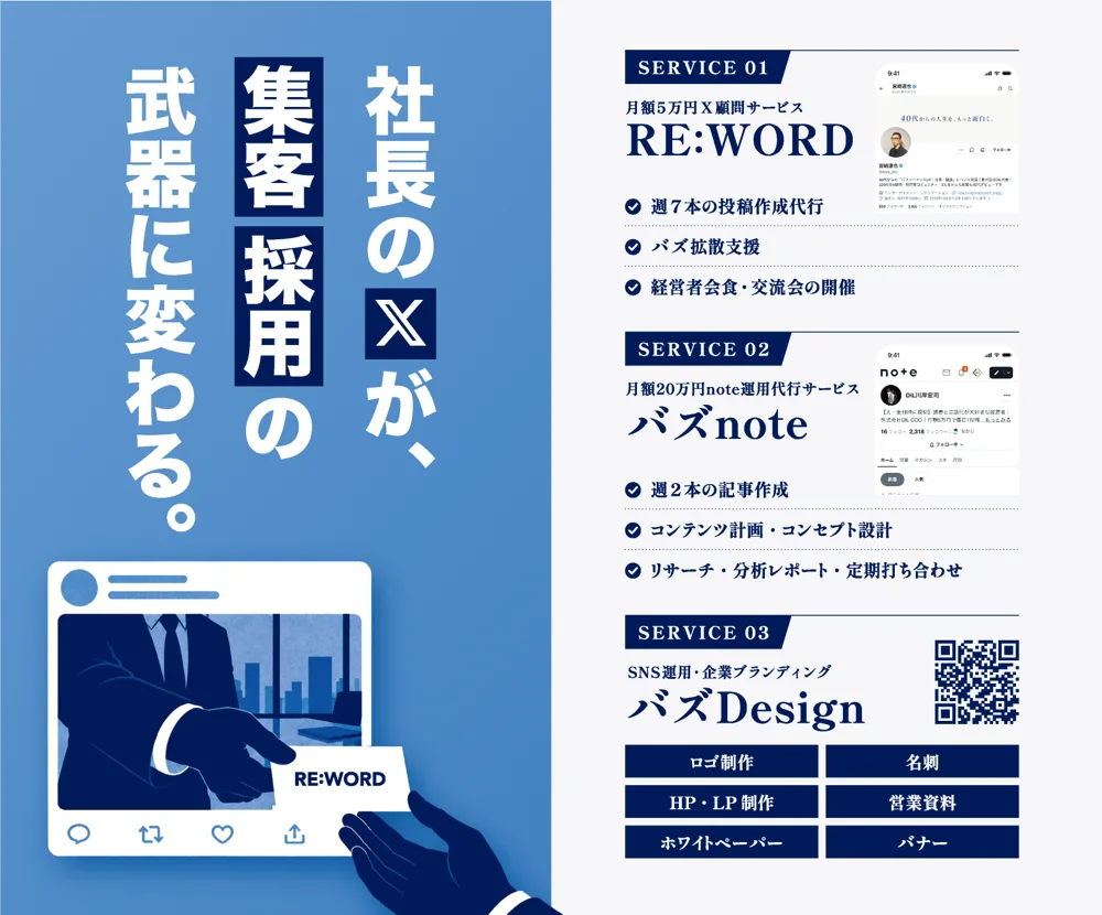 二つ折り名刺の中面